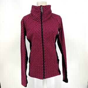 Lululemon Women's 8 Berry Pink Black Radiant Athletic Check Cotton Poly‎ Jacket